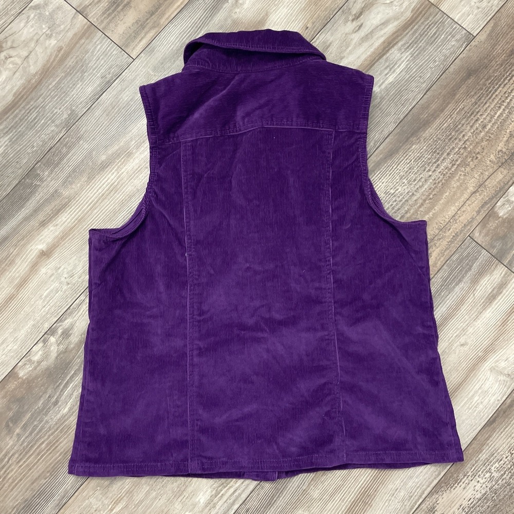 Denim & Co Purple Corduroy Vest Women's Medium Casual Holiday Western - Picture 3 of 3